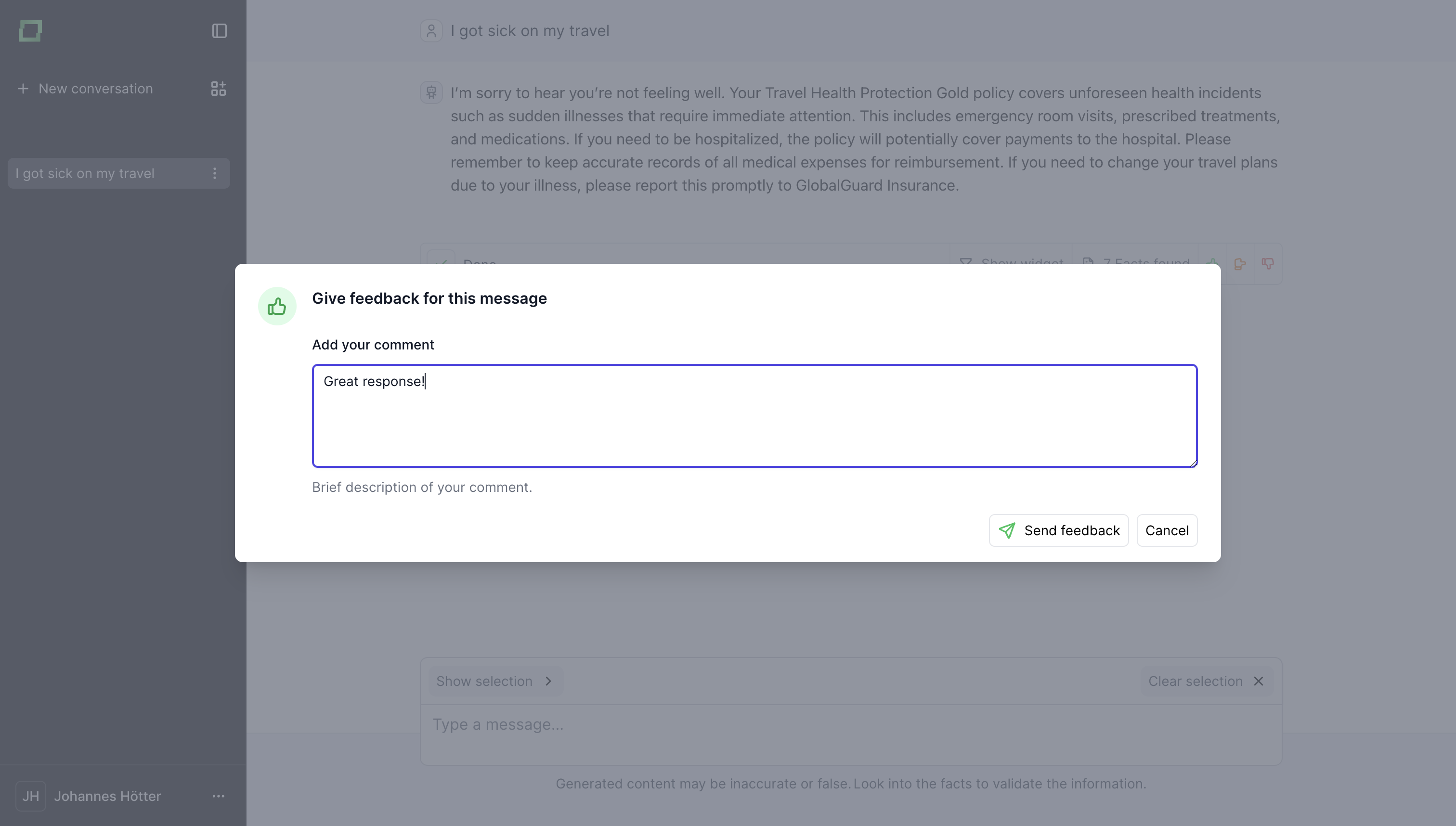 Providing feedback