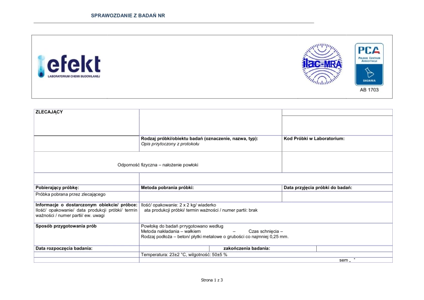 Dokument EFEKT laboratorium chemii budowlanej