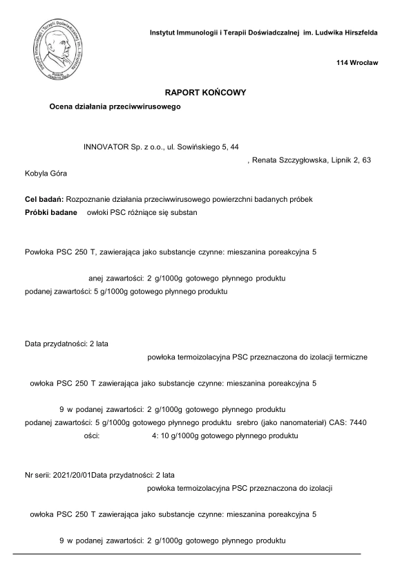 Dokument Instytut Immunologii i Terapii Doświadczalnej