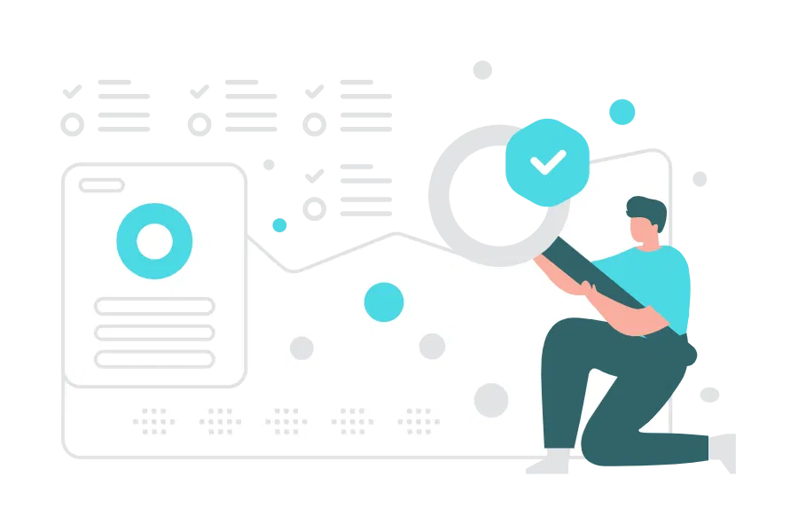 Illustration showing data analysis and medical documentation review for an in-depth redesign of clinical communication supported by WaveMed agency