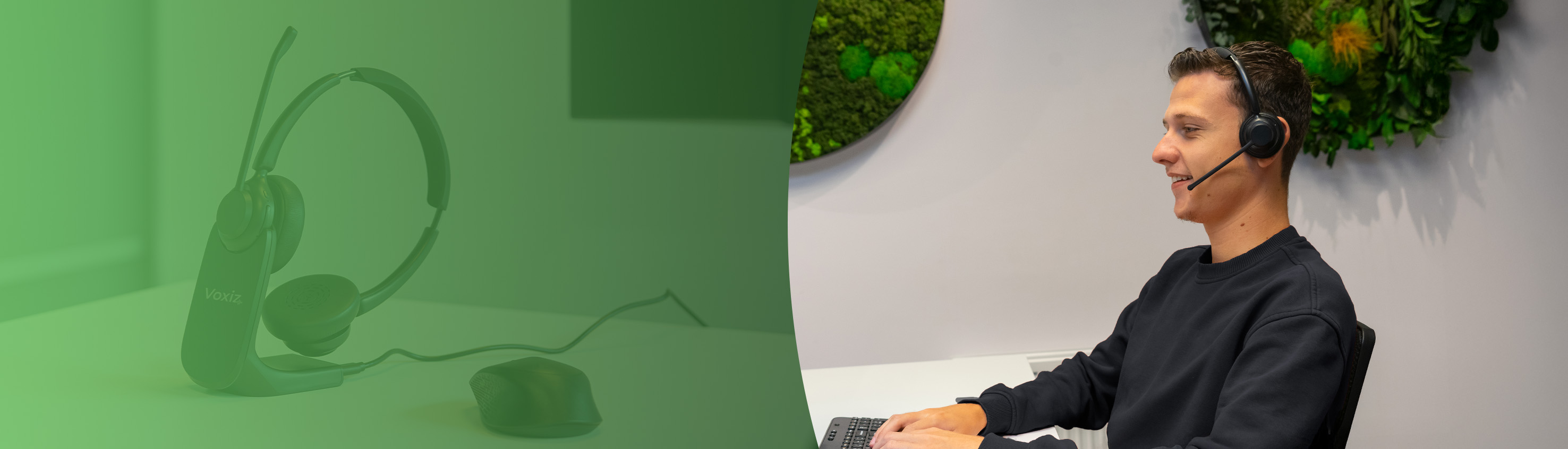 Voxiz draadloze Bluetooth office headset homepage banner
