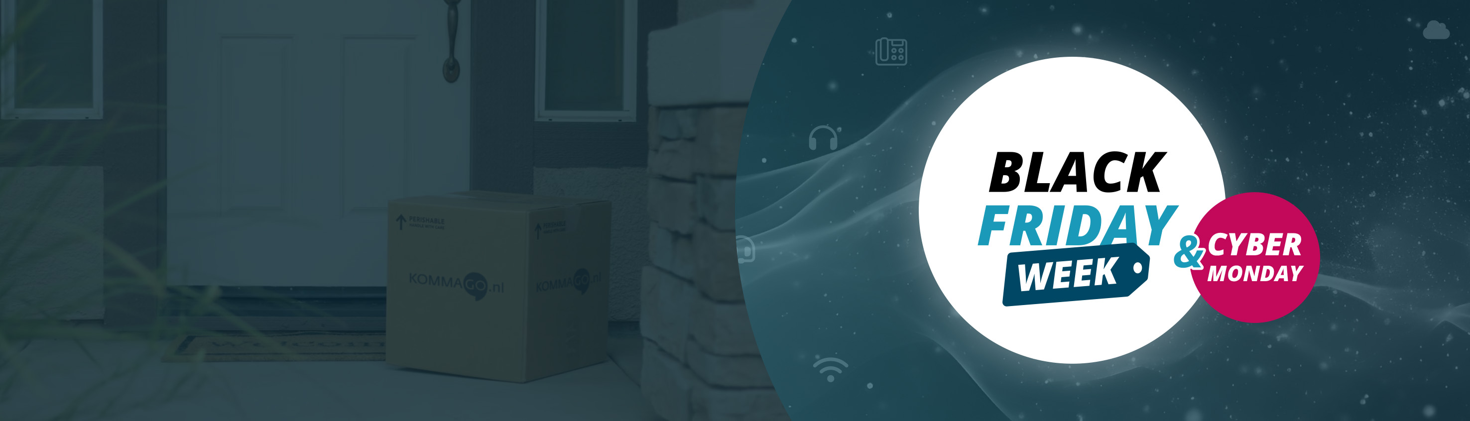 Aankondiging Black Friday en Cyber Monday 2025 homepage banner