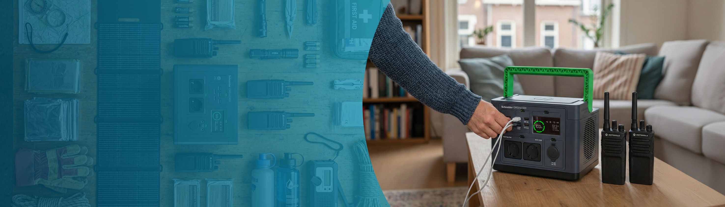 Noodstroom-pakket-met-draagbaar-oplaadstation-en-portofoons