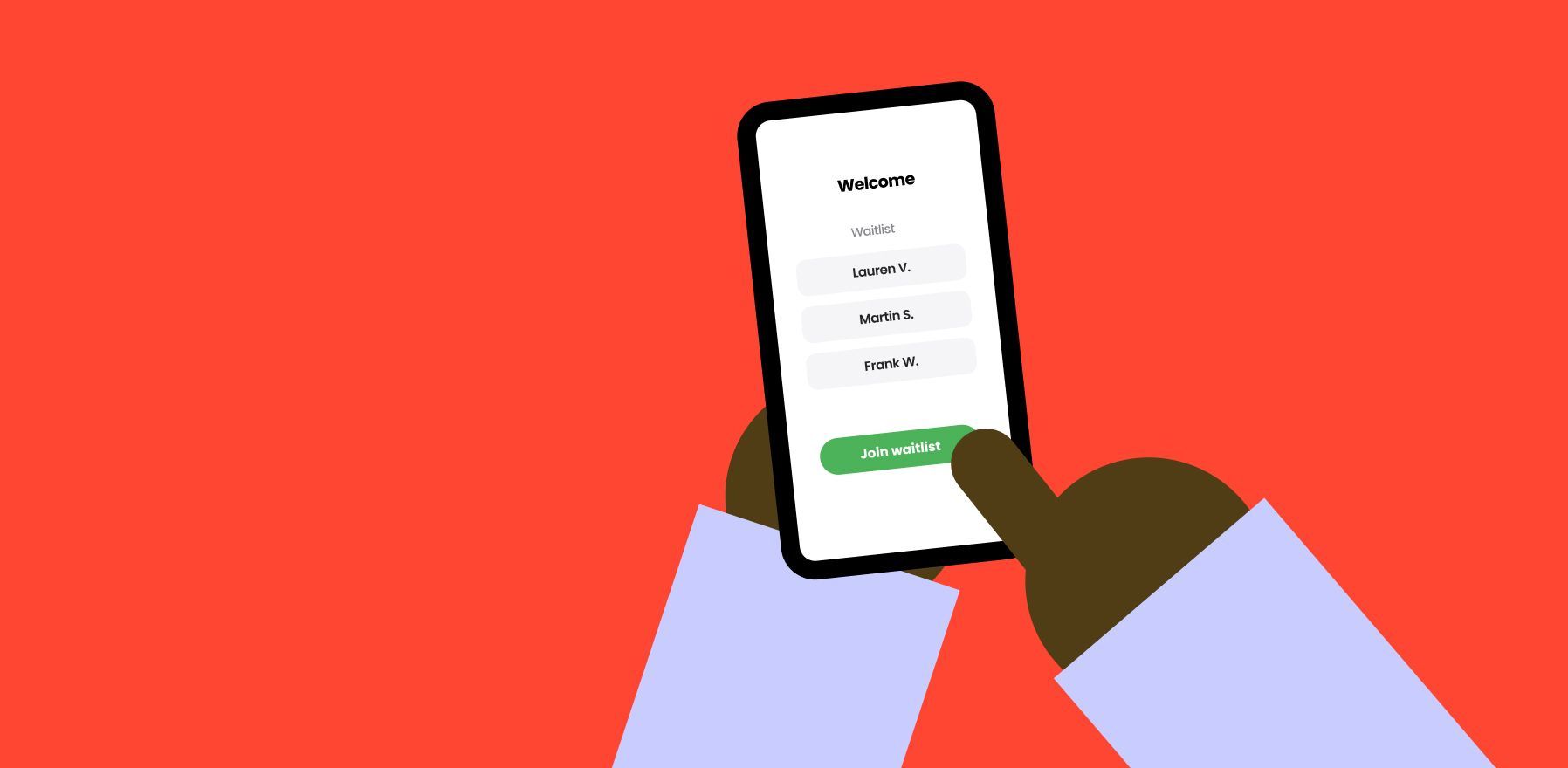 User accessing a mobile app's waitlist with a 'Join waitlist' button displayed
