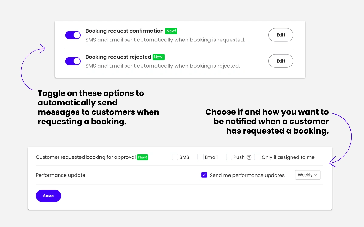 Booking request updates