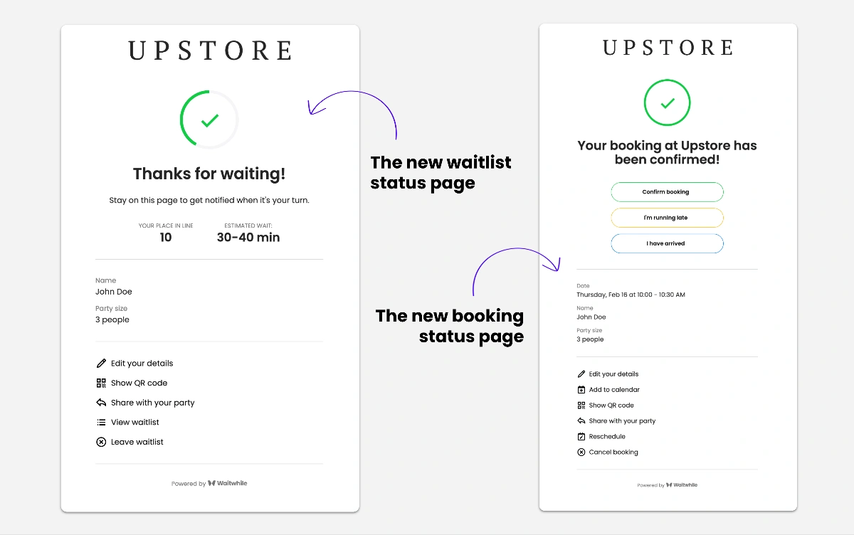 Customer status pages
