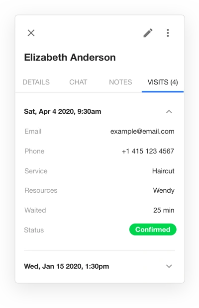 Waitwhile waitlist app screenshot of customer visit status feature