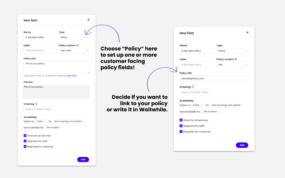 Policy input field