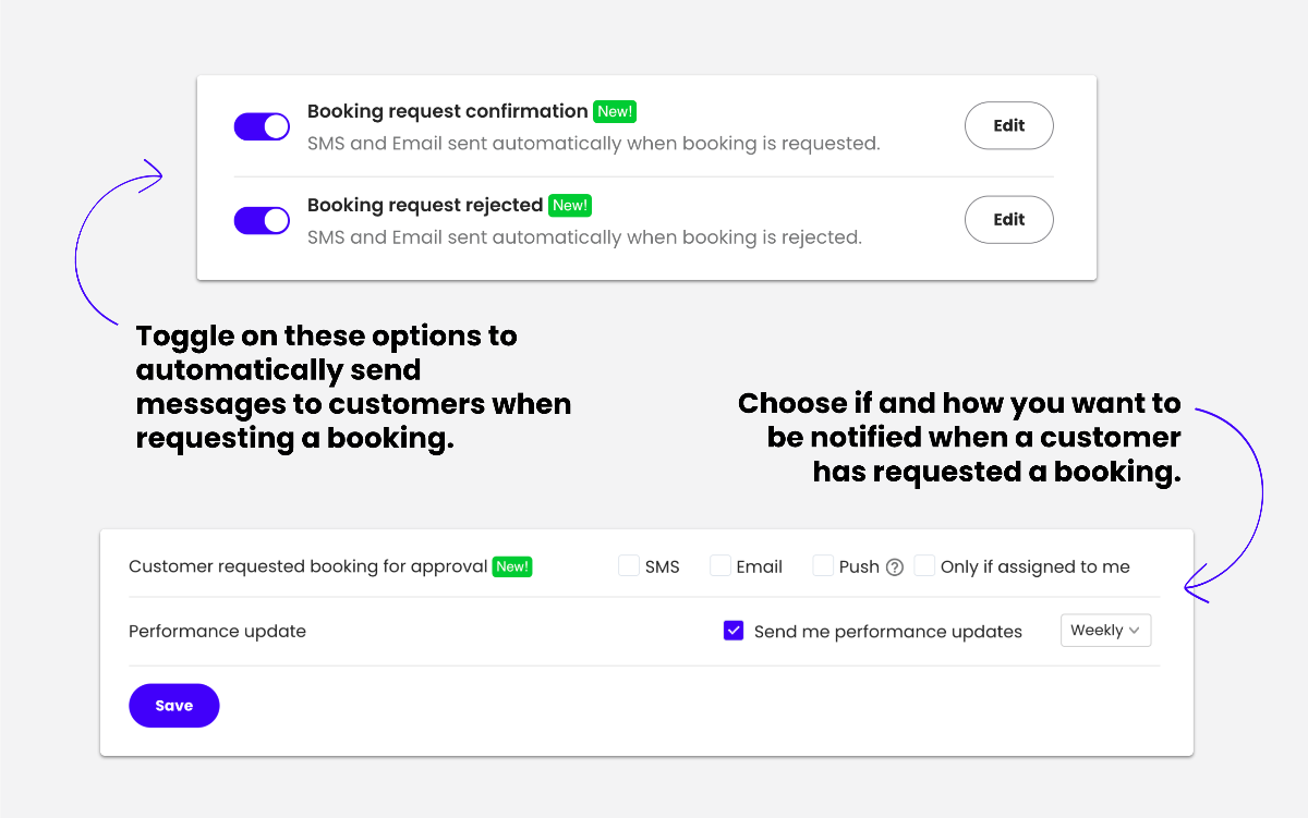 Booking request updates
