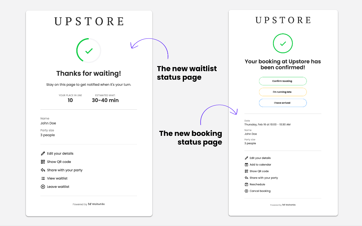 Customer status pages