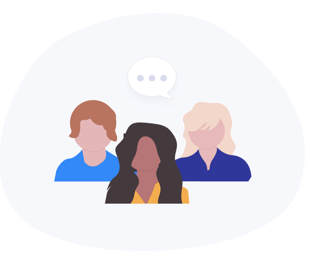Waitwhile waitlist app graphic of three persons symbolizing staff members