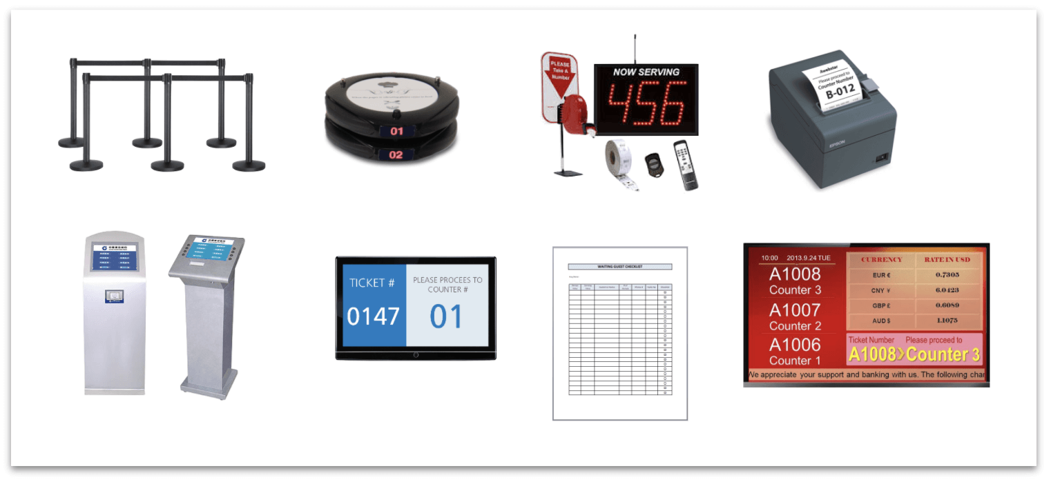 Collage of old school technologies and physical tools to manage lines