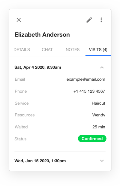 Waitwhile waitlist app screenshot of customer visit status feature