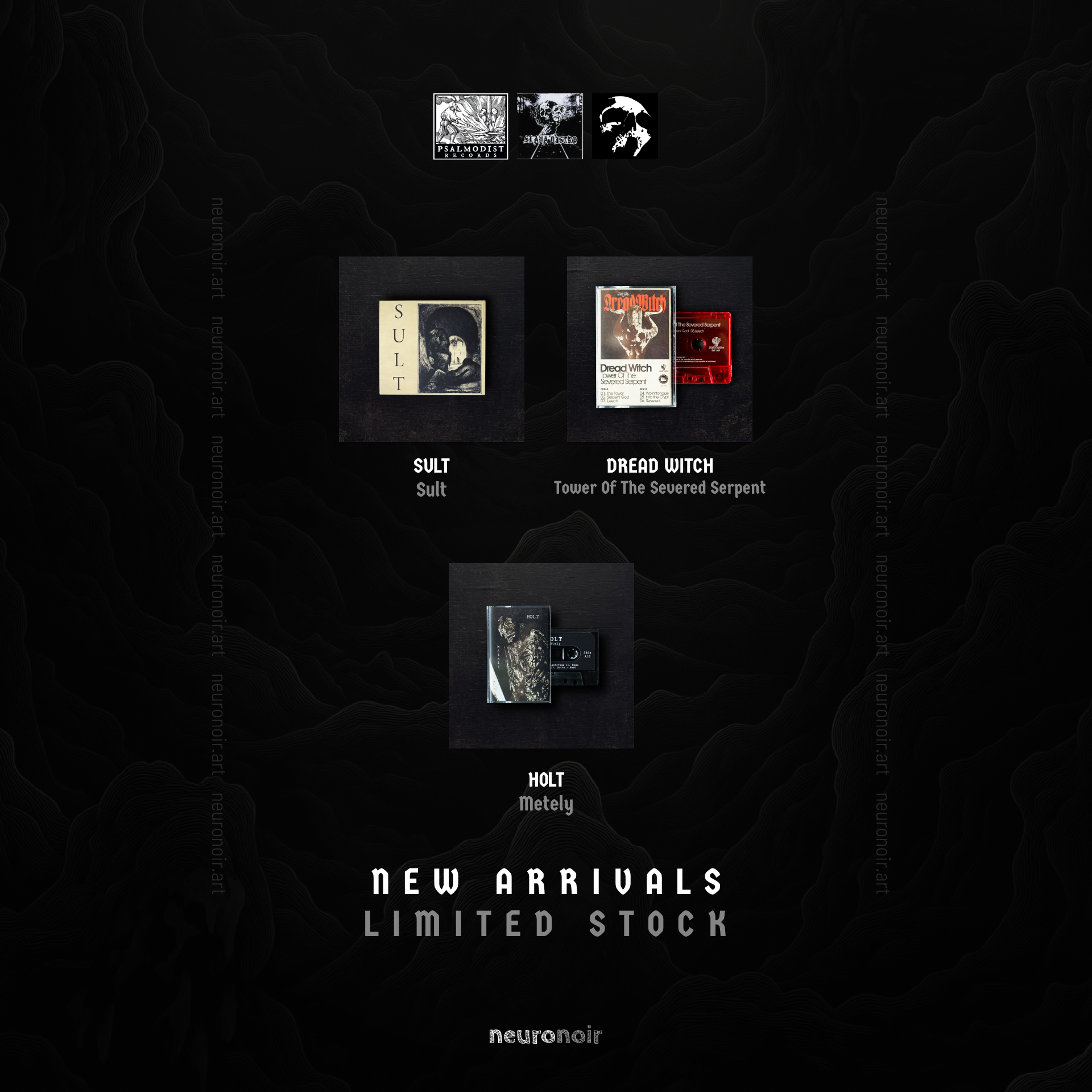 New CD and Cassette Arrivals featuring Sult, Dread Witch and Holt.