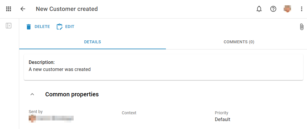 d.velop process studio, a task is open and the buttons for deleting and editing are visible.