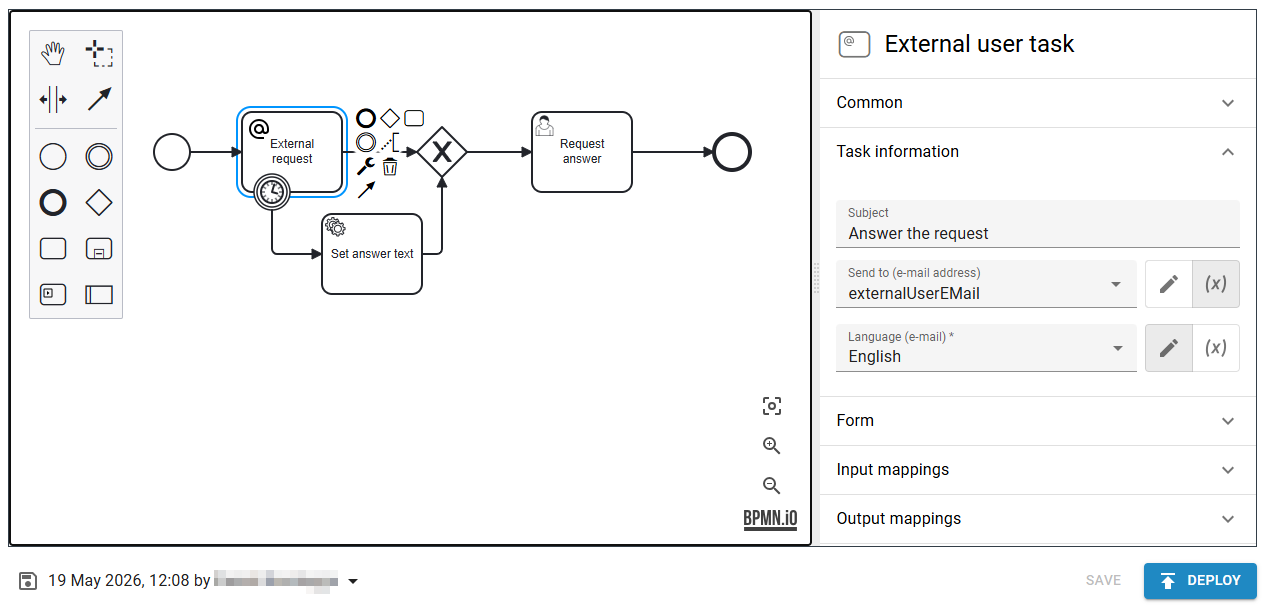 External user task in process modeling