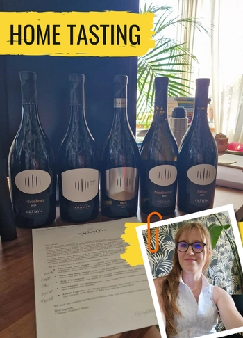 The tasted wines of Tramin in one view image, and a selfie of me.
