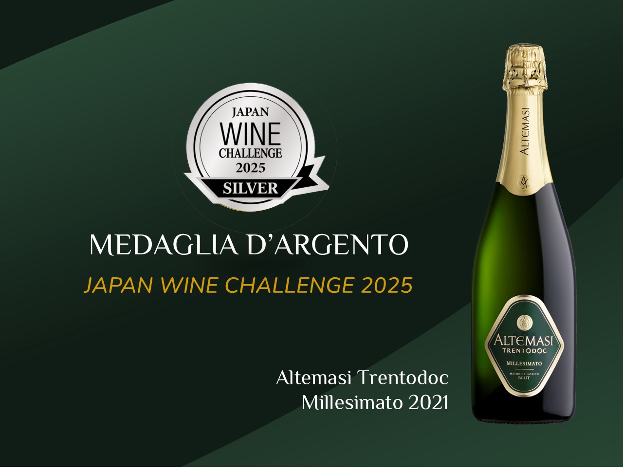 JAPAN WINE CHALLENGE 2025:  MEDAGLIA D'ARGENTO PER ALTEMASI MILLESIMATO TRENTODOC