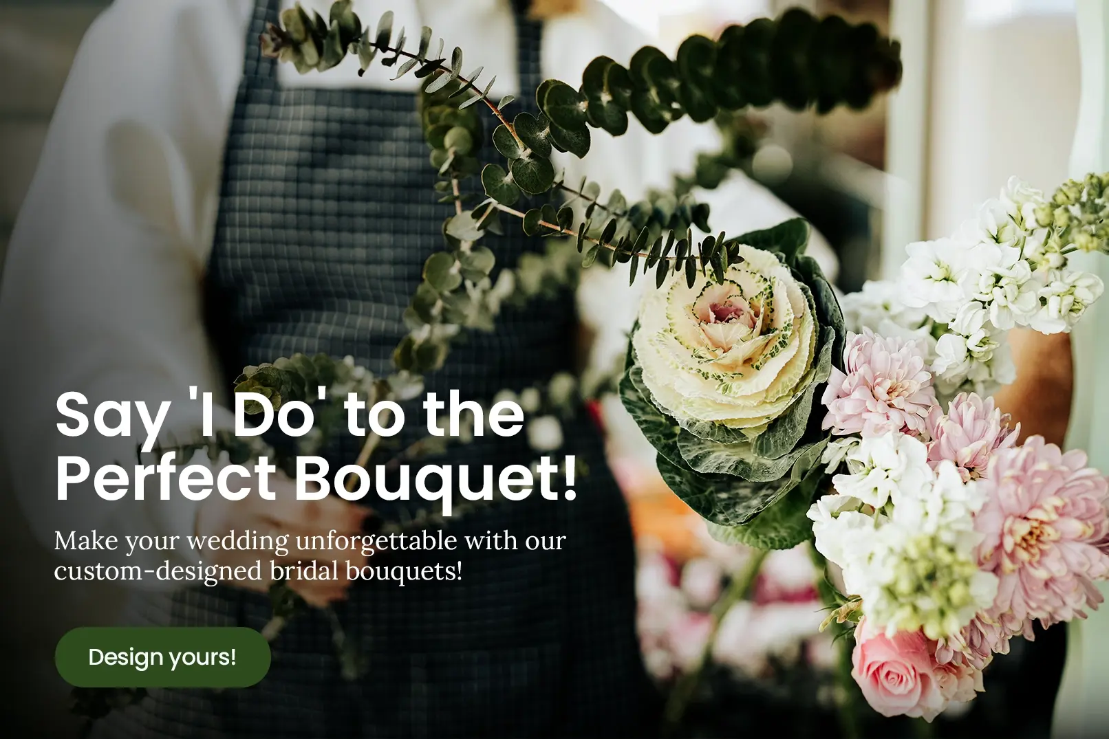 brudebuket blomsterbutik marketing-annonce 