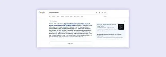 Överblick AI Overviews Google
