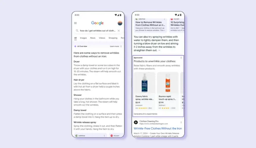 Annons visas i Google AI overviews
