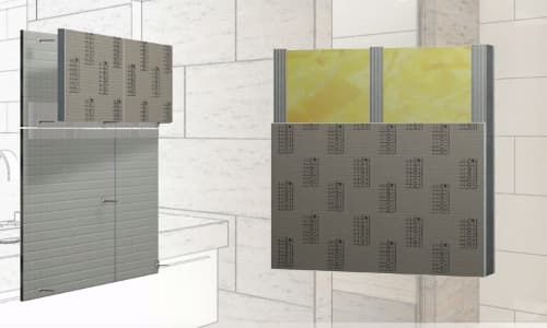 Tegelementen op metal stud