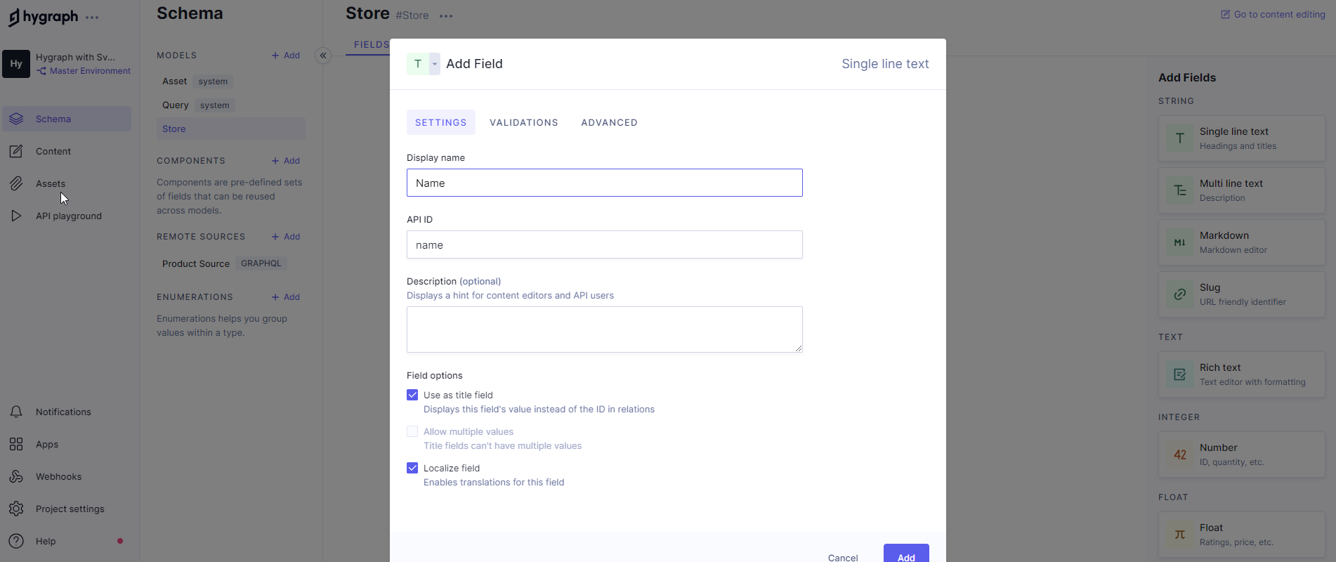 The field modal