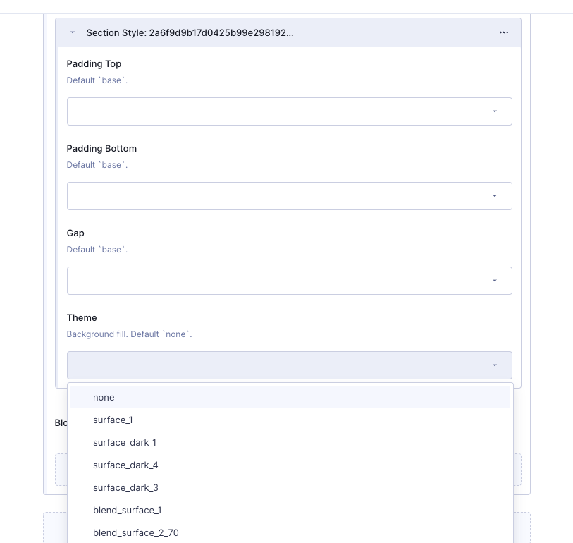 Section styles