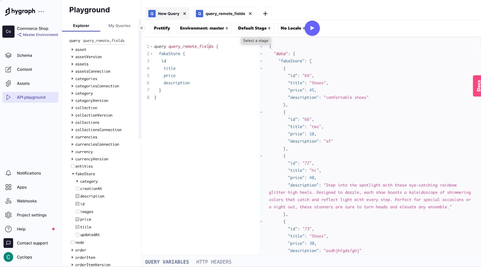 querying remote data from api playground