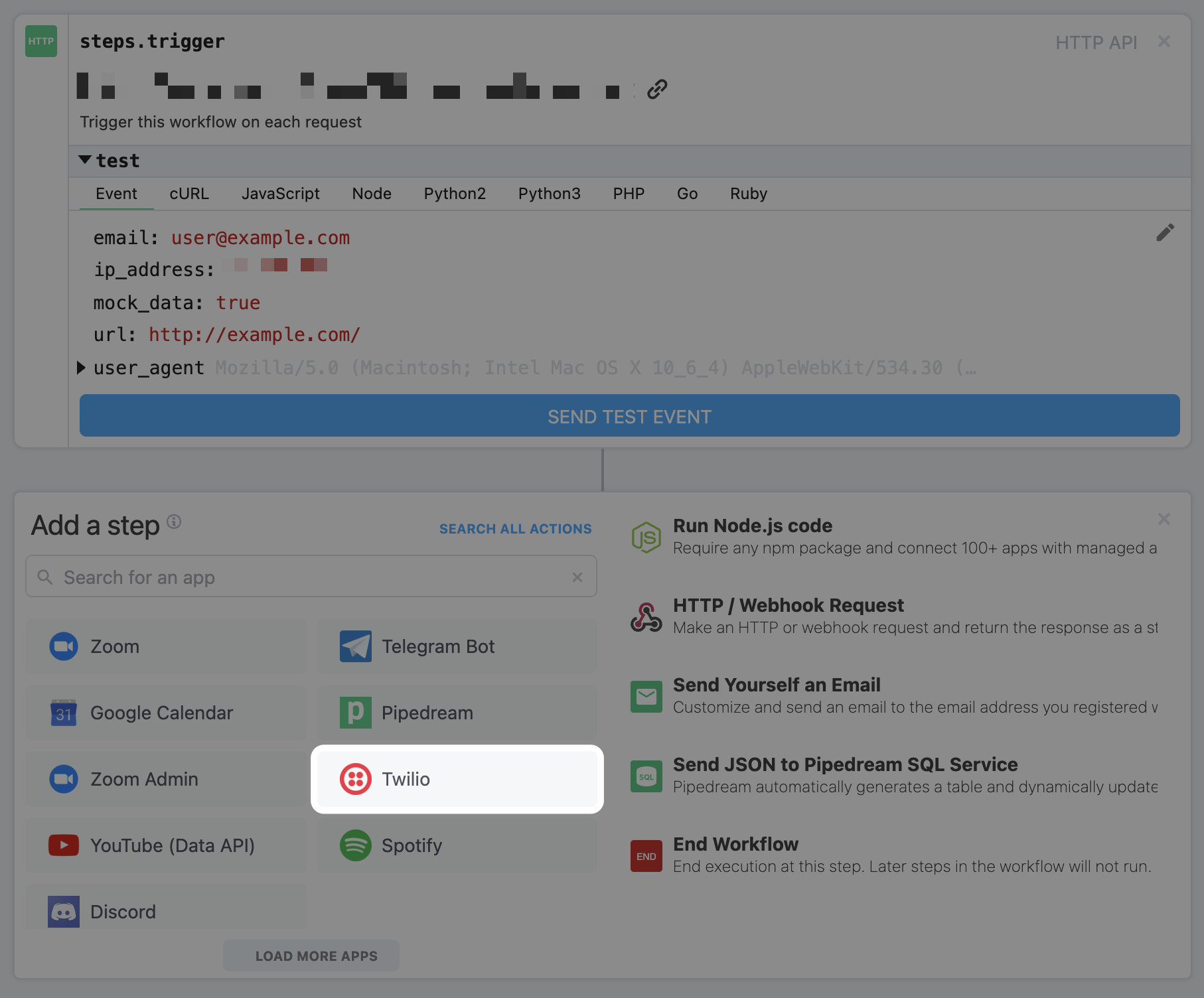 Add Twilio to workflow