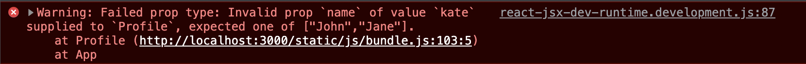 invalid prop type error