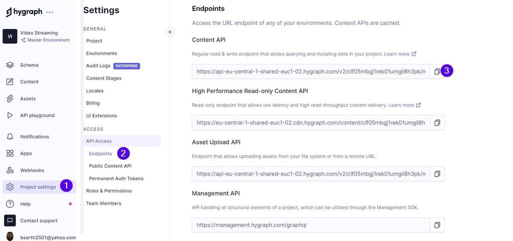 Endpoints options in Settings