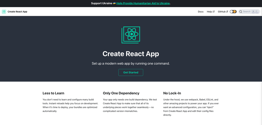 Create React App homepage.png