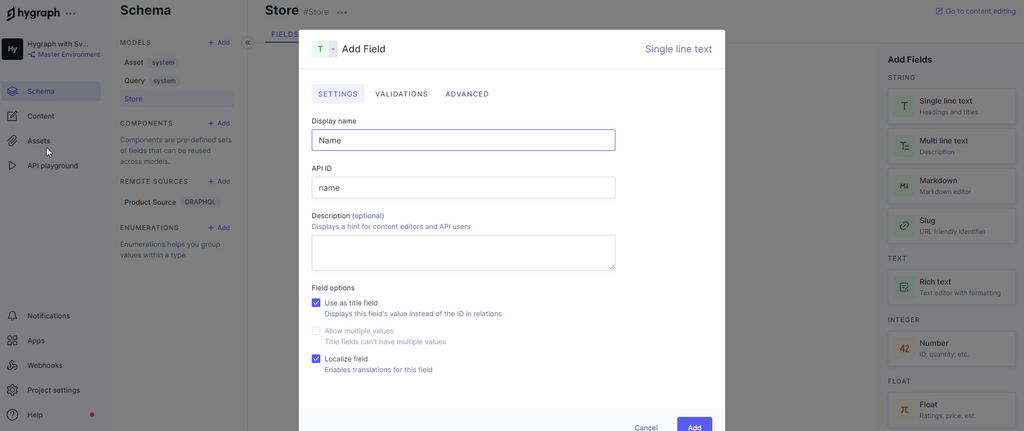 The field modal