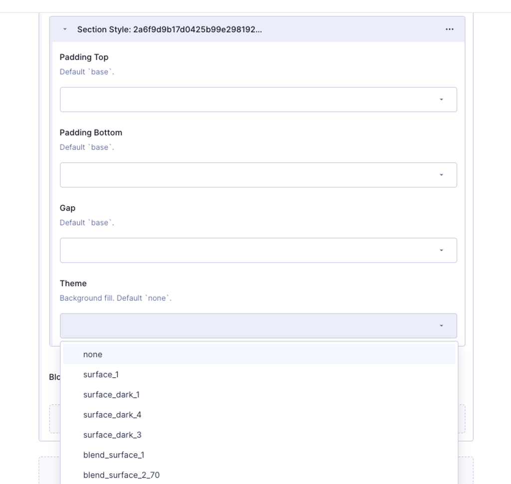 Section styles