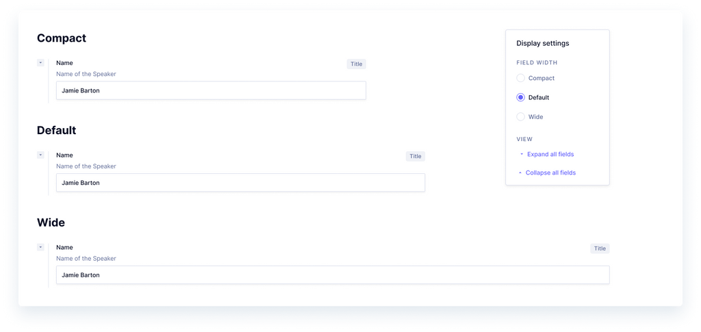 Hygraph Display Settings in the UI