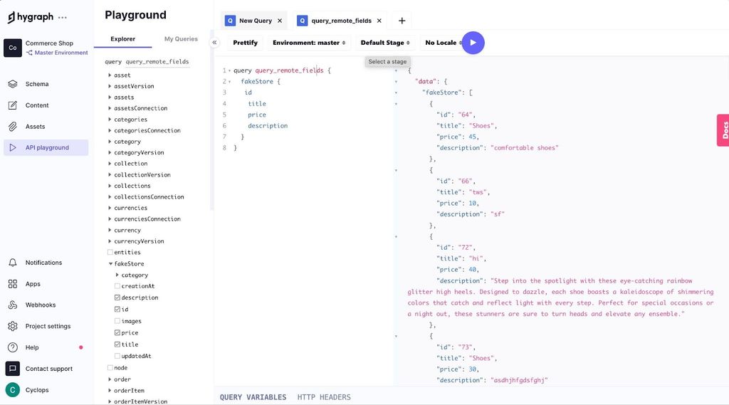 querying remote data from api playground