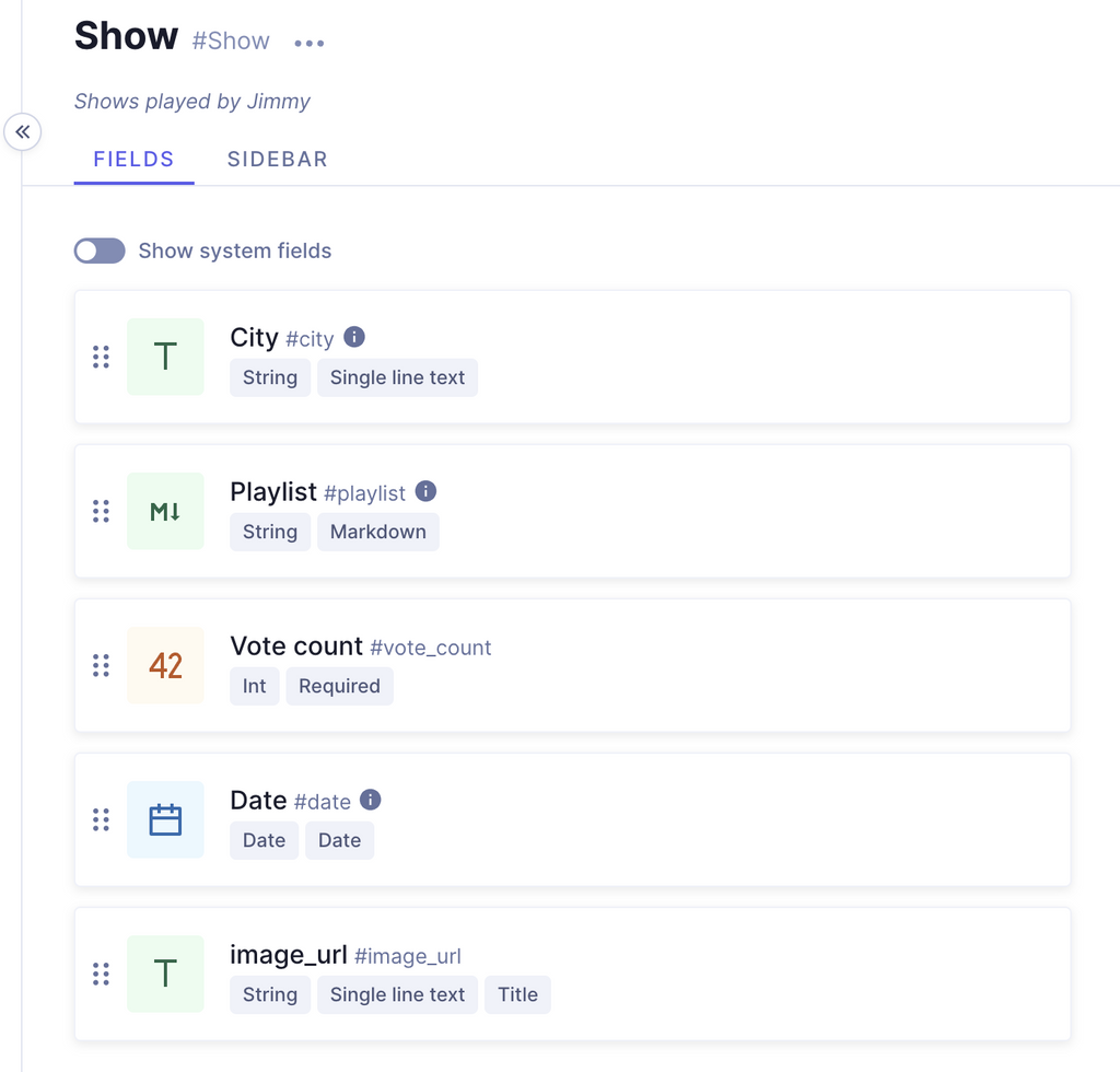 Parrot Head Fan Club data model in CMS