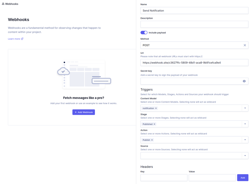 Configuring webhook