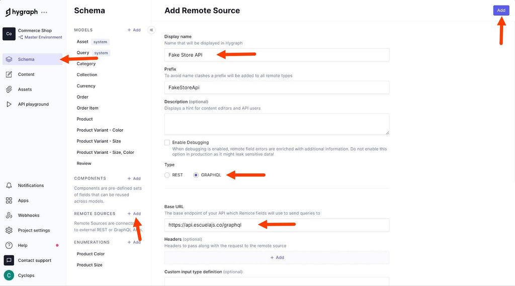 adding a remote source to hygraph