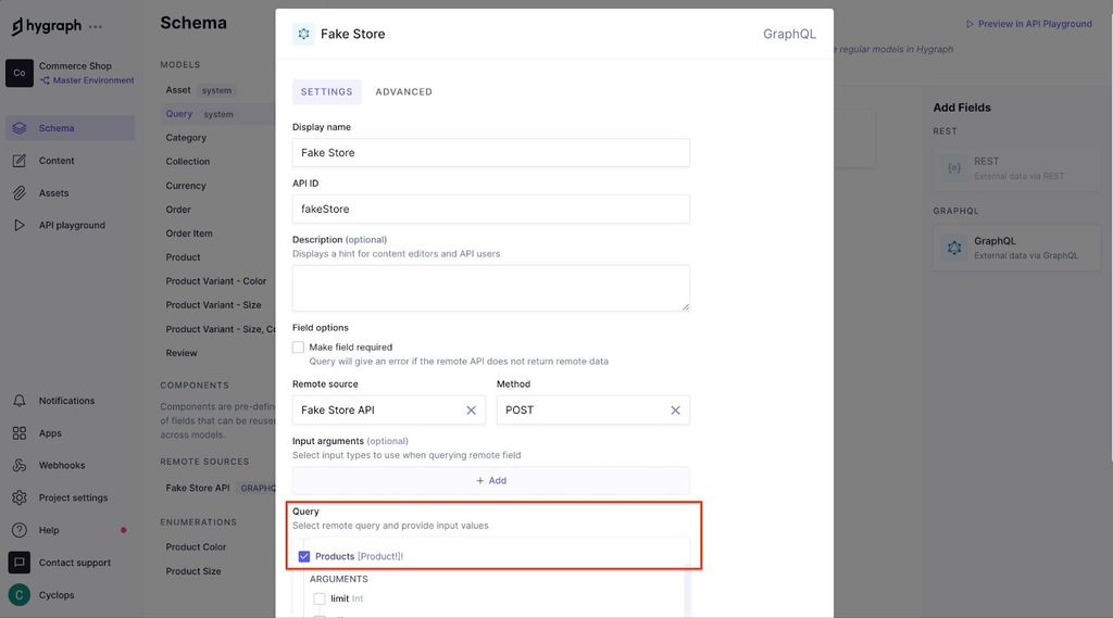 configuring the graphql remote source