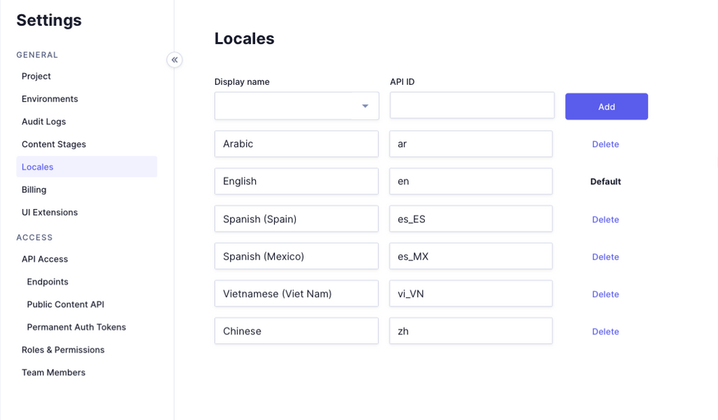 Hygraph locale settings