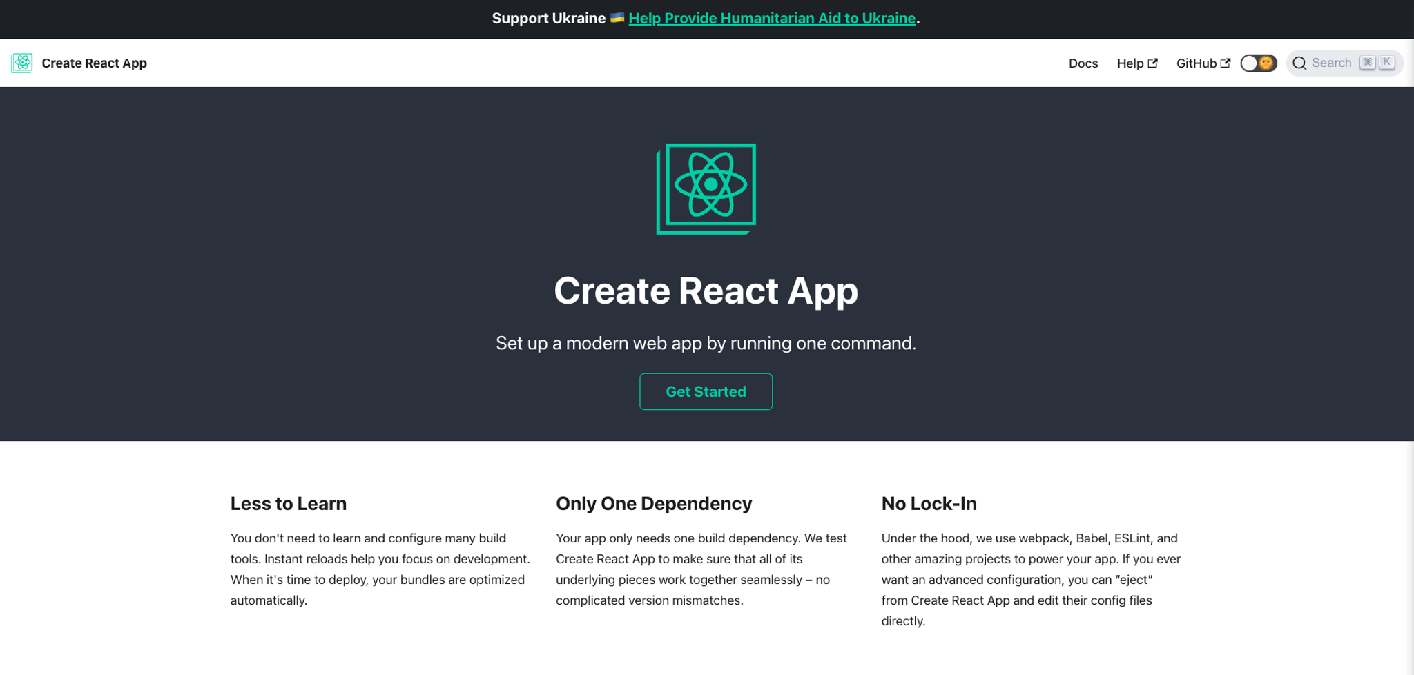 Create React App homepage.png