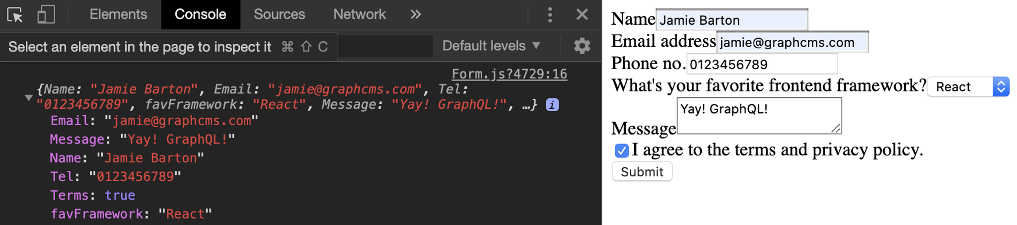 Developer Tools Console