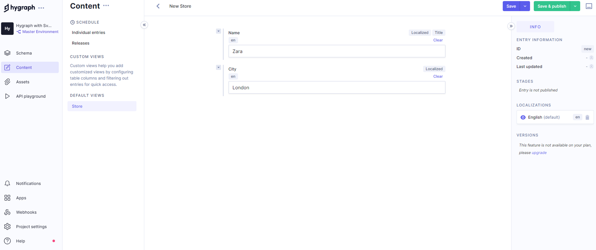 View to add content