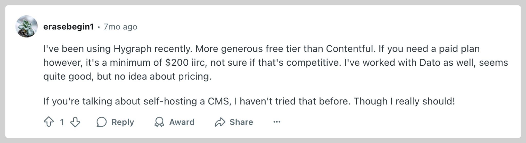 feedback on Hygraph's free plan