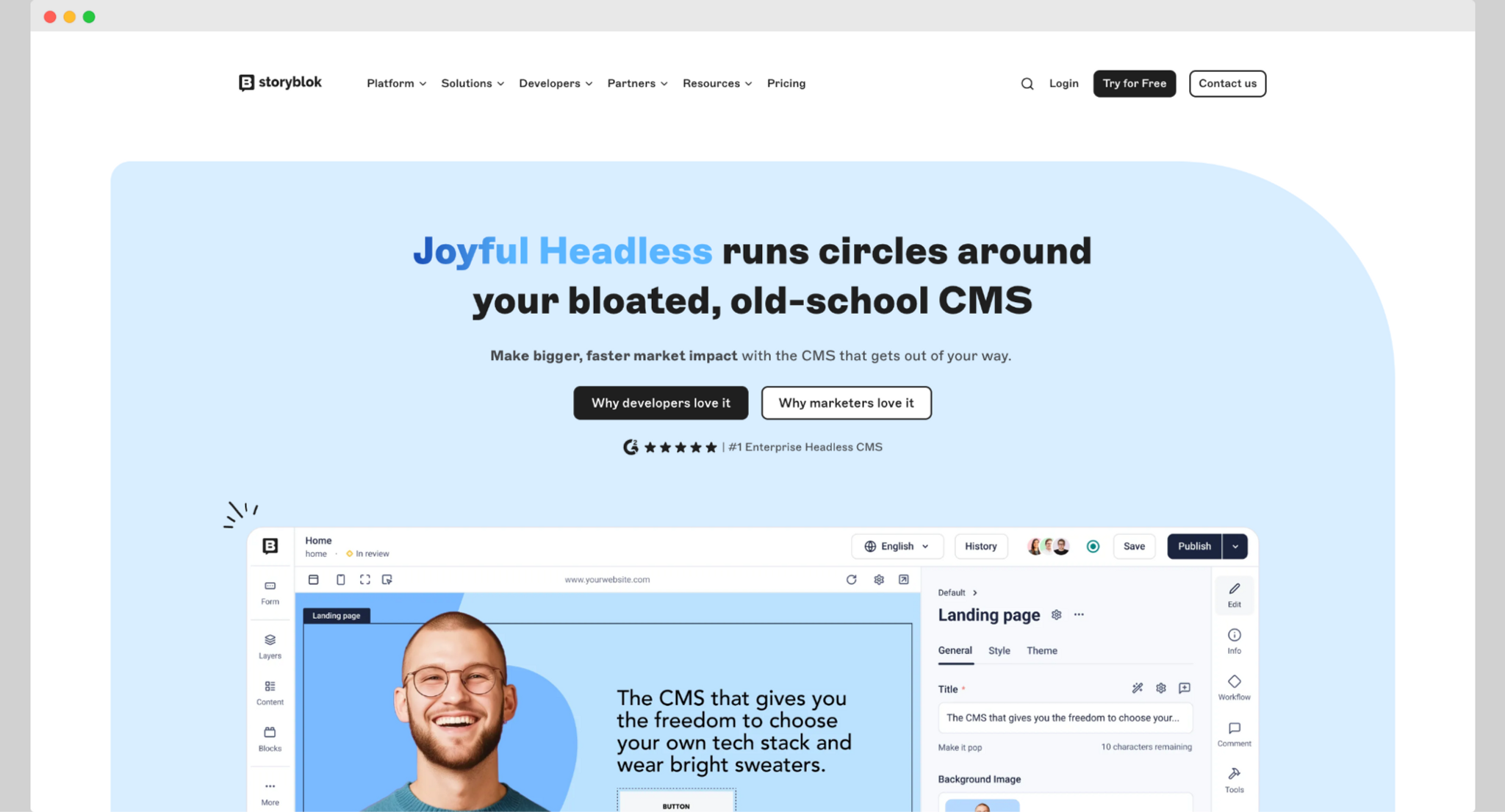 storyblok homepage