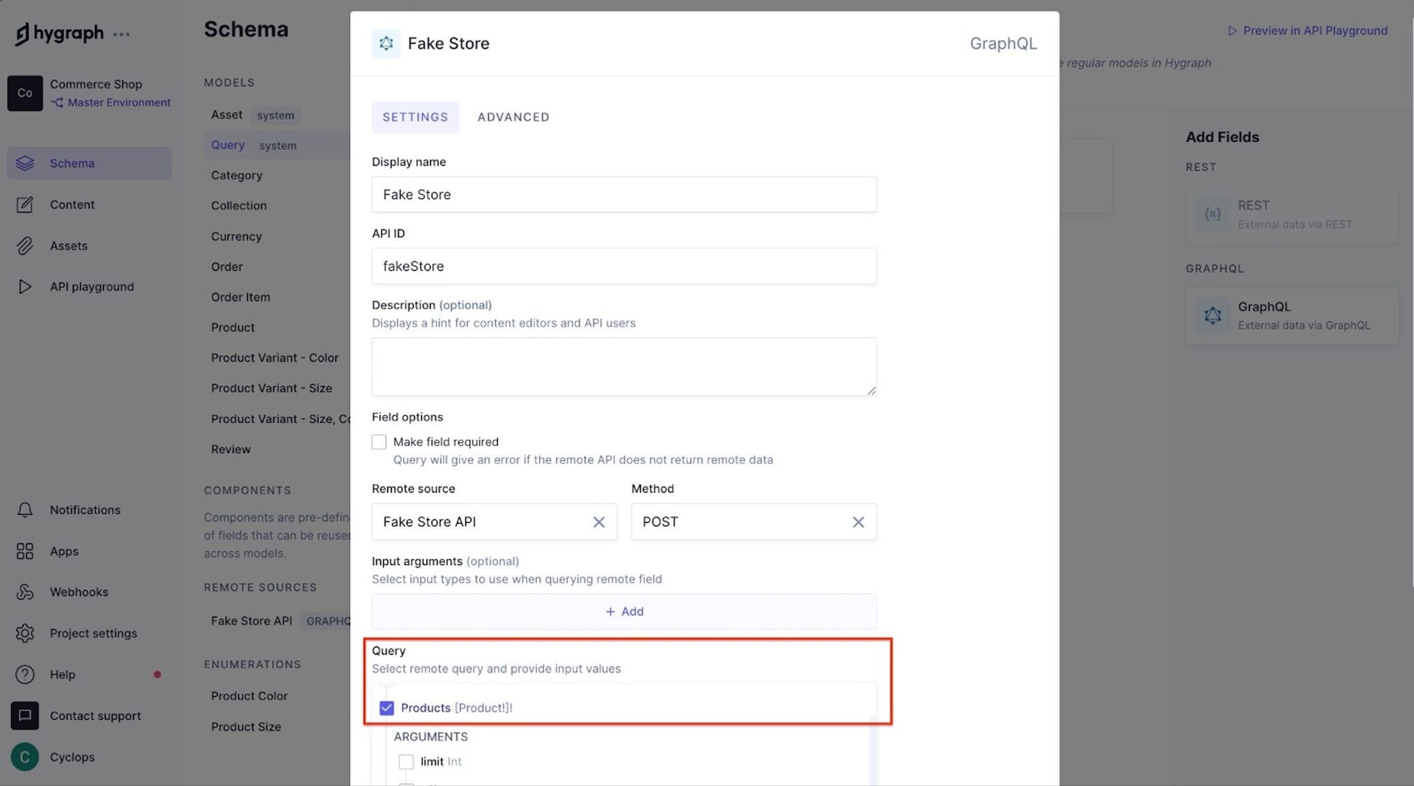 configuring the graphql remote source