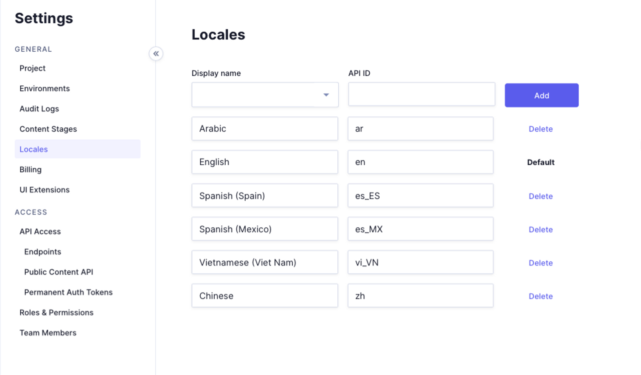 Hygraph locale settings