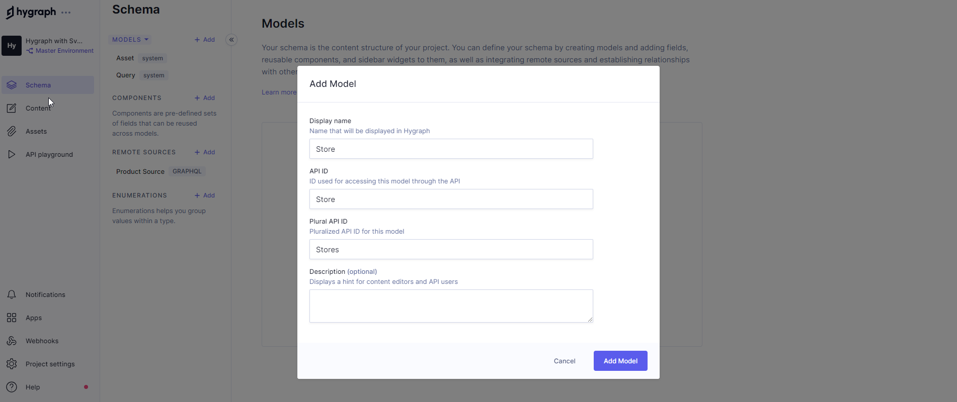 The model modal